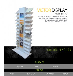 Stone tile sample display towers